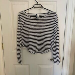Striped Navy Blue and White Women's Top